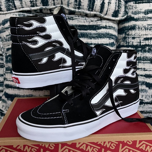 Vans Sk8-Hi Flame Black/White MENS - Picture 10 of 16